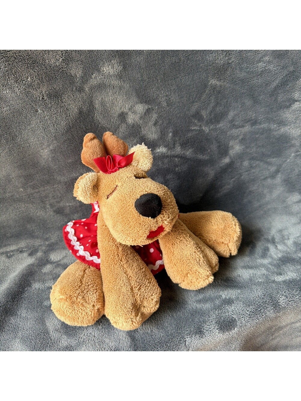 Hallmark Rhonda Reindeer Christmas Plush 10 inch Stuffed Animal Red Dress VTG